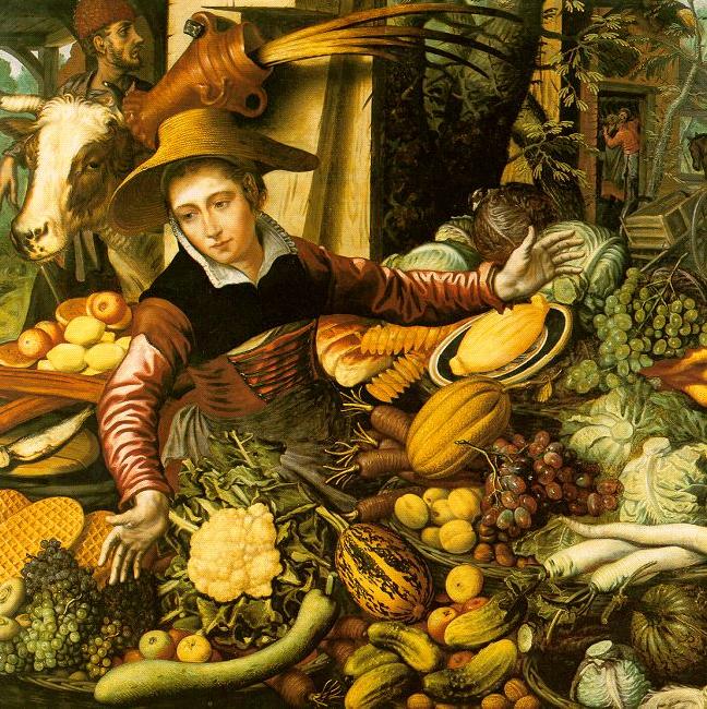 Pieter Aertsen Market Woman  with Vegetable Stall Sweden oil painting art